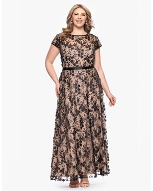Xscape Plus Size Embellished 3d Flower Ball Gown - Brown