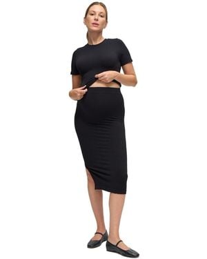 Ingrid & Isabel Ingrid + Isabel Maternity Ingrid + Isabel Seamless Rib Short Sleeve Top & Skirt Set. - Blue