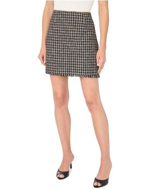 Cece Gold-flecked Fringe A-line Tweed Skirt - Black