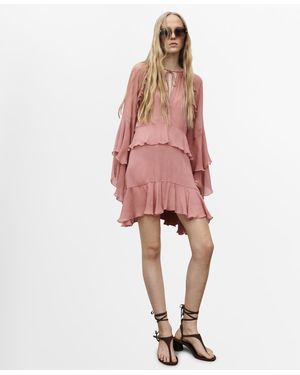 strapless open back dress Mango Light Pink Pleated Sleeveless Dress | Brand New