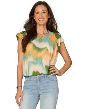 Democracy Crewneck Printed Cotton Top - Multicolor