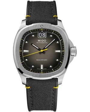 MIDO Multifort Swiss Automatic Big Date Fabric Strap Watch - Gray