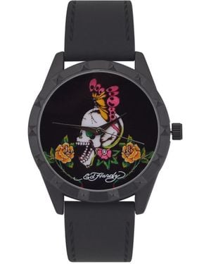 Ed Hardy Matte Silicone Strap Watch 40mm - Black