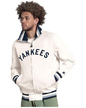 Starter White New York Yankees The Captain Cooperstown Logo Full-zip Varsity Jacket