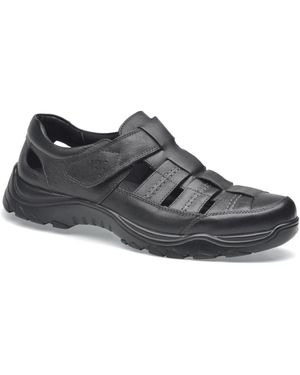 Pazstor Premium Comfort Leather Closed Toe Sandals John - Black