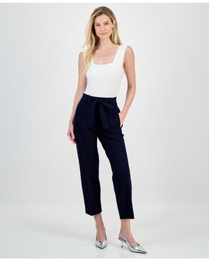 BarIII Compression Tie Front Capris Pants - Blue