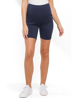 Hello Miss Maternity High-waisted Biker Bike Shorts - Blue