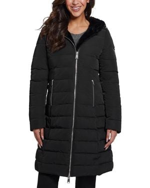 Guess Faux-fur-lined Hooded Puffer Coat - Black