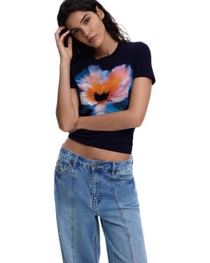 Desigual Large Flower T-shirt - Blue
