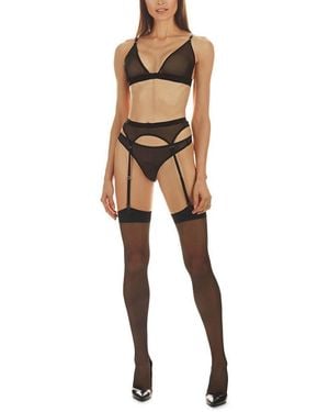 Memoi Tiffany 3 Piece Garter Set - Black