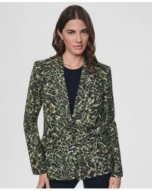 DKNY Two-button Collared & Flap Pockets Jacket - Green