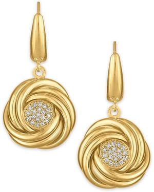Macy's Diamond Love Knot Leverback Earrings (1/5 Ct. T.w. - Metallic