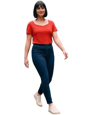 Avenue Plus Size Gabrielle Pull-on Mid-rise Skinny Leg Denim leggings - Red
