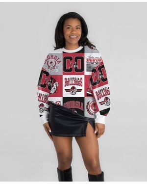Gameday Couture Red Georgia Bulldogs Highlight Reel Patchwork Long-sleeves Pullover