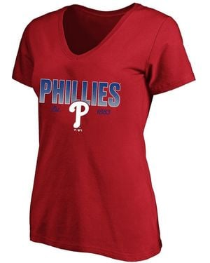 Fanatics Profile Philadelphia Phillies Plus Size Wordmark V-neck T-shirt - Red