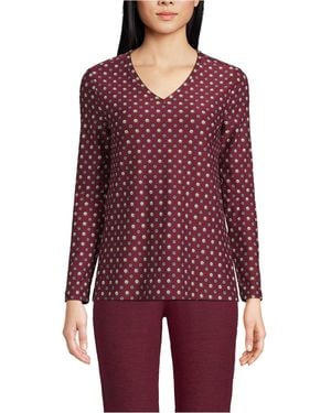 Lands' End Tall Long Sleeve Performance V-neck Top - Red