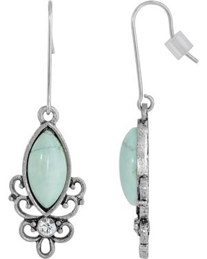 2028 Sterling Silver Wire Genuine Stone Turquoise Dyed Howlite Earrings - Multicolor