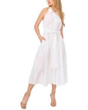 Cece Collared Neck Midi Dress - White