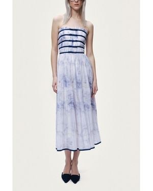 Nocturne Bow Detail Strapless Midi Dress - Blue