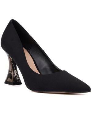 TORGEIS Adena Pointed Toe Flared Heel Pump - Blue