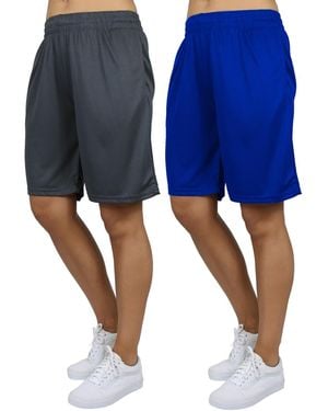 Galaxy By Harvic Loose Fit Moisture Wicking Performance Mesh Shorts-2 Pack - Blue