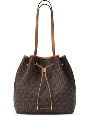 Michael Kors Medium Signature Logo Bucket Messenger Handbag - Brown