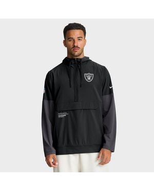 Nike Las Vegas Raiders Sideline Anorak Half-zip Hoodie Jacket - Black