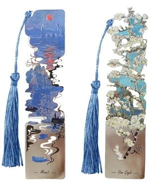 Gnuadz Metal Bookmarks Retro Oil Painting Tassel - Blue