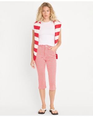 GOOD AMERICAN Gingham Capris Pants - Pink