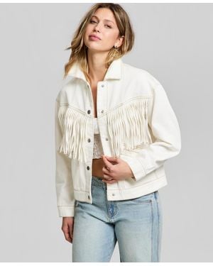 And Now This Fringe-trim Denim Jacket - White