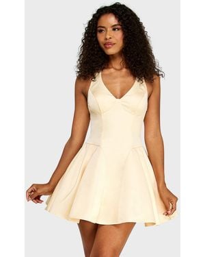 Alex & Sophia Halter Neck Fit & Flare Mini Dress - Natural