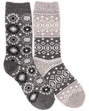 Muk Luks Wool Socks 2 Pair Pack - White