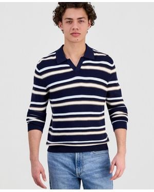 Guess Stanton Striped Polo Shirt - Blue