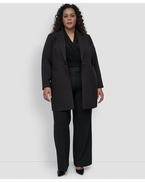 DKNY Plus Size One-button Blazer - Black