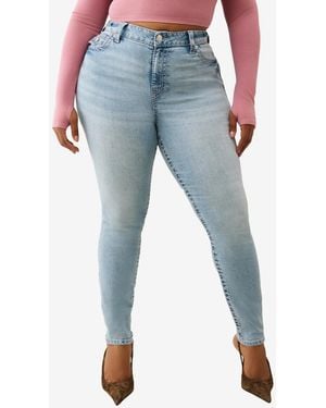 TRUE RELIGION Plus Jennie Mid Rise Skinny Big T Flap Jeans - Blue