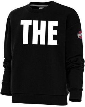 Antigua Ohio State Buckeyes Victory The Crewneck Pullover Sweatshirt - Black