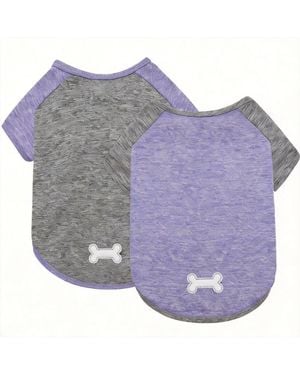 Aronkl 2-pack Lightweight Athletic Dog T-shirt - Purple