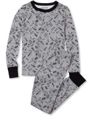 Lands' End Kids Long Sleeve Top And Bottom Snug Fit Pajama Set - Gray