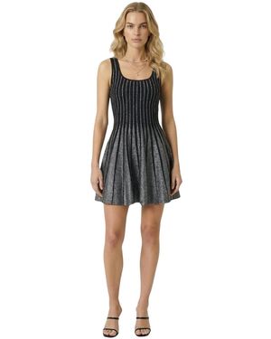 Modenaire Sleeveless Rib-knit Flared Mini Dress - Black