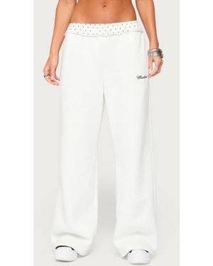 Edikted Deila Polka-dot Wide-leg Sweatpants - White