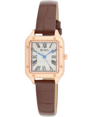 BCBGMAXAZRIA Quartz Square Rose Gold Stainless Steel Watch 25mm - White