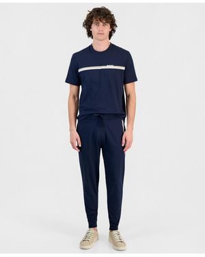 BOSS French Terry Cotton Authentic Drawstring Pants - Blue