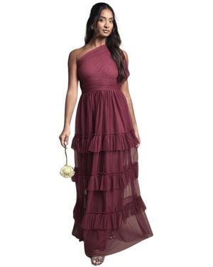 Oasis Pleated One Shoulder Tiered Maxi Dress - Purple