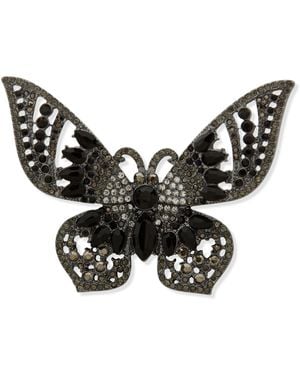 Anne Klein Glass Stone Hematite-tone Crystal Butterfly Pin - Black