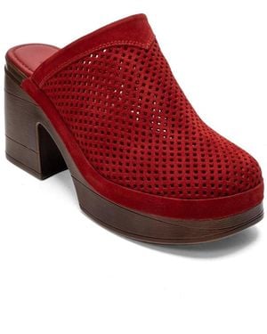 Forever & Always Shoes Forever And Always Shoes Dejas Leather Platform Block Heel Sandal - Red