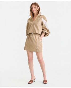 BarIII Nylon Track Mini Skirt - Natural