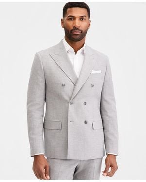 Michael Kors Classic-fit Double Breasted Mini Houndstooth Suit Separate Jacket - Gray