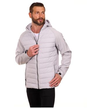 Perry Ellis Tech Stretch Hooded Quilted Softshell Jacket - Red