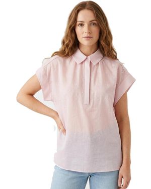 Joie Extended Shoulder Embroidery Top - Pink