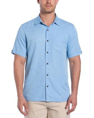 Cubavera Palm Print Short-sleeve Button-down Shirt - Blue